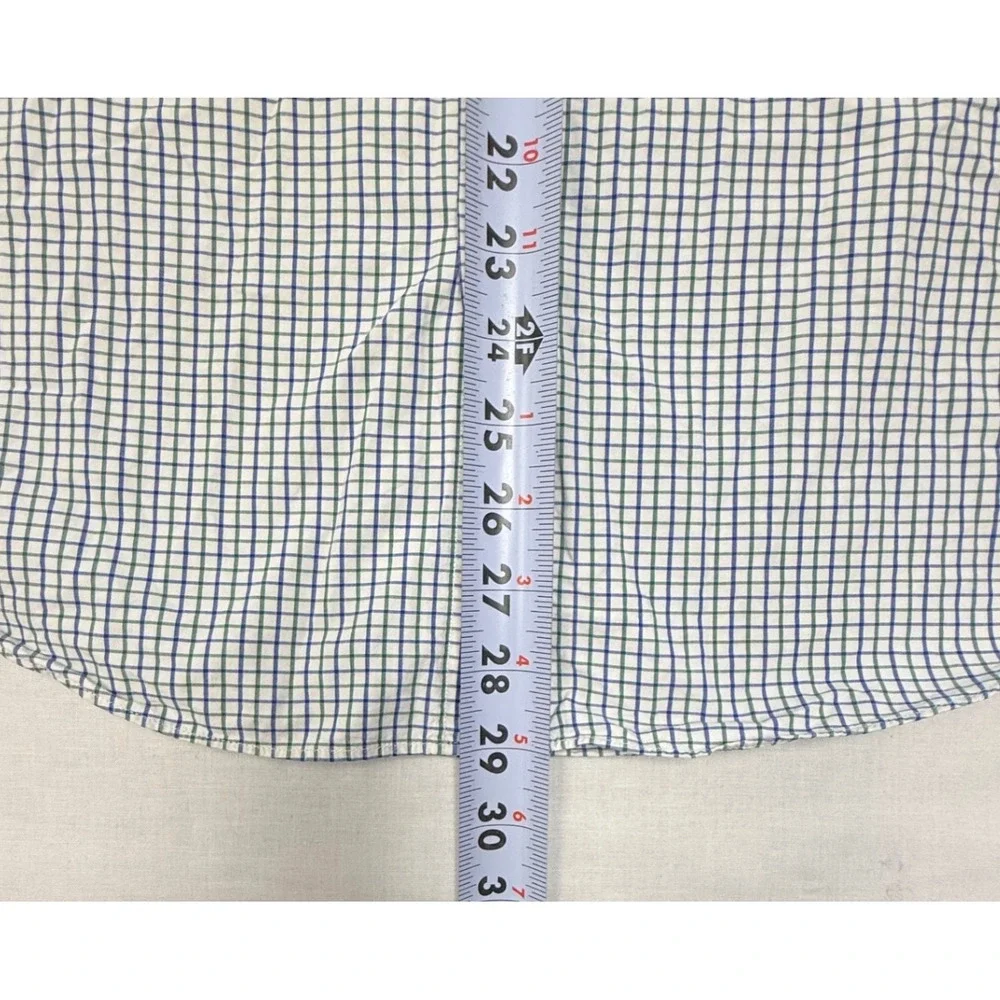 J. Crew Mens Large Blue Green Tattersall Check Cotton Button Down Shirt